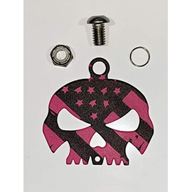 Kustom Cycle Parts Universal Pink American Flag Skull Bell Hanger - Bolt and Ring Included. Fits all Harley Davidson Motorcycles & More! Proudly MADE IN THE USA! (No Bell)