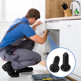 100 Pcs M3 X 10mm Black Self Tapping Screws, Pan Head Screws, Stainless Steel Self-Tapping Screws, Small Self Drilling Screws for Plastic, Wood, Metals