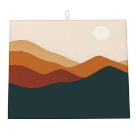 Neukim Abstract Sunset Mountain Dish Drying Mat For Kitchen Counter Boho Art Dry Mats Microfiber Dish Drainer Mat Protector Pad Absorbent Fast Drying Kitchen Must-Have 16x18 Inch