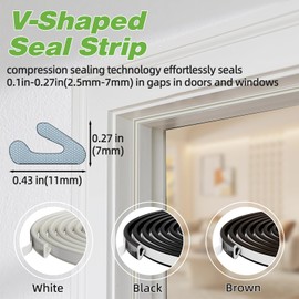 Weather Stripping Door Seal Strip for Door Frame,Window Insulation for Winter,Exterior Doors Soundproofing Gap Filler,Window Sealer Weather Stripping,Foam Windows Draft Stopper (White,33Ft)