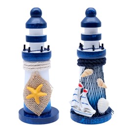 JLNGTHONG 2pcs Lighthouse Ornaments Mediterranean Style Resin Crafts Model for Home Bathroom Wedding Office Garden Decorations