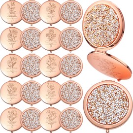 Weysat 10 Pcs Christian Compact Mirror Gifts for Women Bible Verse Metal Round Pocket Makeup Mirrors Bulk Inspirational Religious Baptism Church Party Favors for Women Nurse (Rose Gold)