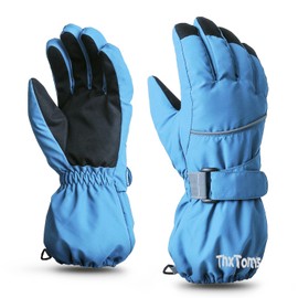 ThxToms Children's Ski Gloves Winter Ski Gloves -15°C Windproof Waterproof Warm Oxford Palm Tree Thickened Cold Weather Outdoor Sports Snowboard Skiing Boys Girls