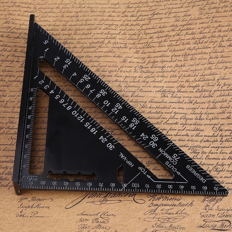 7'' Metric Aluminum Alloy Oxidation Roofing Square Triangle Angle Protractor,Black
