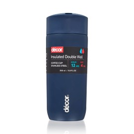 Décor Insulated Stainless Steel Coffee Cup | Travel for Hot & Cold Drinks | 350ml, 12oz - Navy Blue