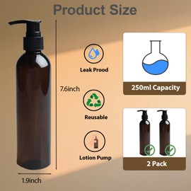 Body Oil Container,Body Oil Dispenser with Lotion Pump,Leak-Proof and BPA-Free Plastic,2PCS