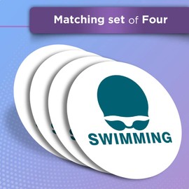Vinyl Round Stickers (Set of 4) 10cm - Swimming Hat Swim Triathlon Goggles for Laptops, Tablets, Luggage, Scrap Booking, Fridges #57335
