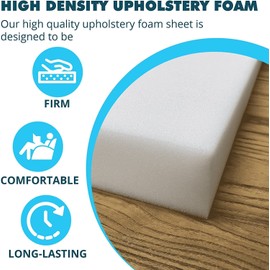 Foamma 3" x 28" x 72" High Density Upholstery Foam Cushion (Seat Replacement, Upholstery Sheet, Foam Padding) Made in USA!!