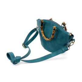 Joy Susan Women's Fashion Purse Millie Bamboo Handle Basket Crossbody Hand Bag - Teal