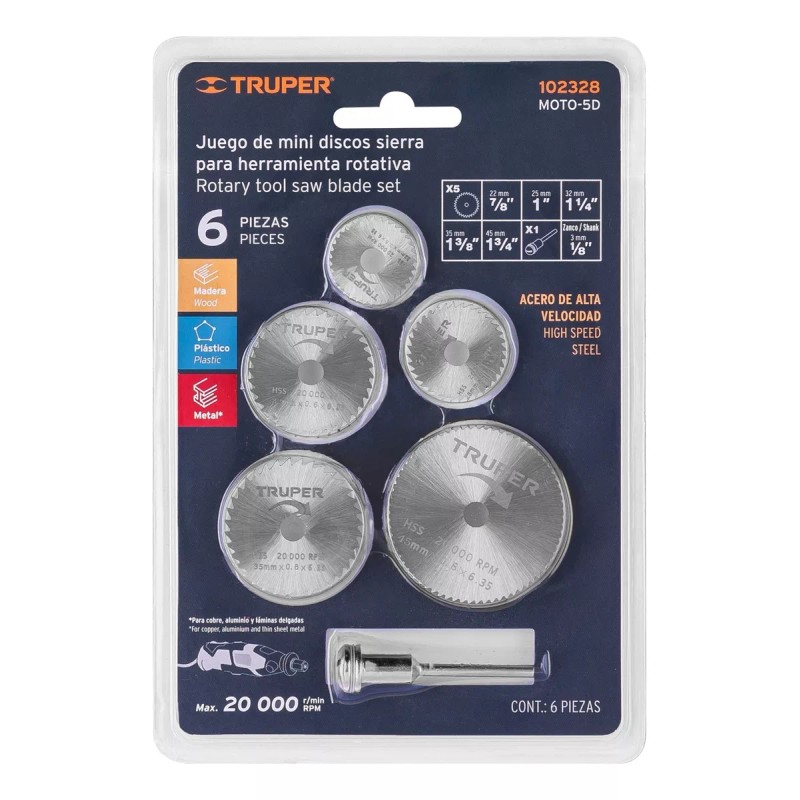 Truper Juego De Mini Discos Sierras P/ Mototool, Truper 102328