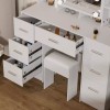 Yamissi Large Vanity Desk Set with LED Lighted Mirror Drawers