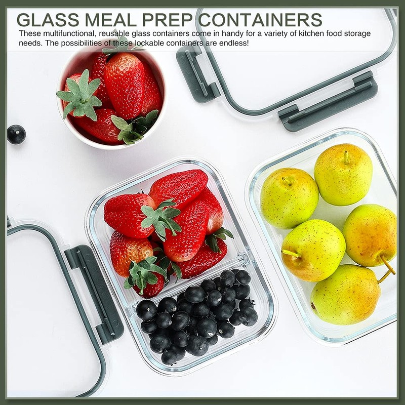 KOMUEE 10 Packs 30 oz Glass Meal Prep Containers,Glass Food