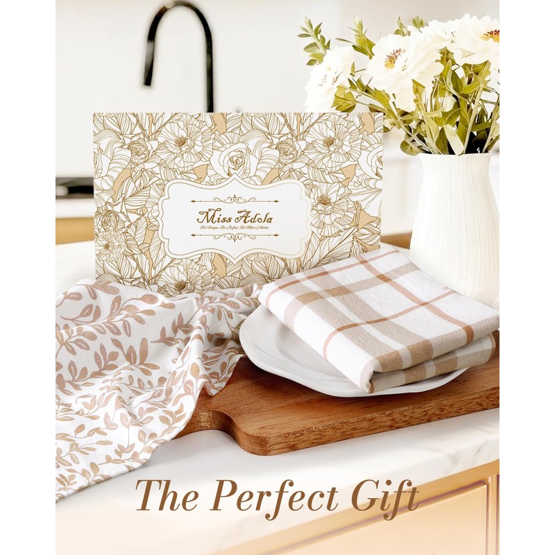 Miss Adola 2pcs 150GSM Flour Sack Kitchen Towels, Botanical Floral