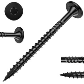 FMhotu #14 Heavy-Duty Wood Screws, Star Drive Deck Screws, Rust Resistant Timber Screws for Timber/Log/Landscaping Wood (8 Inch,50Pcs,Black)