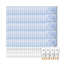 AHC Pure Cotton Mask Pack Moisturizing 100 Sheets + Sunscreen 7ml x4 / AHC 순면 마스크팩 모이스처 라이징 100매 + 선크림 7ml x4