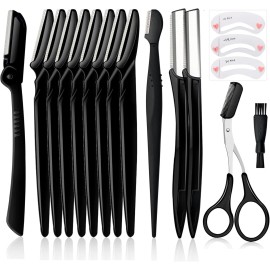 Molisaka Eyebrow Razor Pack, Multipurpose Dermaplaning Face Razors for Women Black