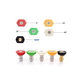 Laranvi 5 Pack Pressure Washer Nozzle Tips Multiple Degrees, 1/4 INCH (2.5 GPM), Power Washer Nozzle Tips, Pressure Washing Tips Set, Pressure Washer Head Rated Up to 4500 PSI Power Washer Tips.