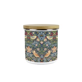 Purely Home Blue Strawberry Thief Kitchen Storage Canister - Morris Inspired Tapestry Artwork Homeware Gifts - Medium Sized Metal Enamel Food/Drinks Storage Container 600ml