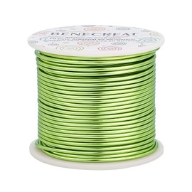 BENECREAT 12 Gauge 100FT Tarnish Resistant Jewelry Craft Wire Bendable Aluminum Sculpting Metal Wire for Jewelry Craft Beading Work, Yellow Green
