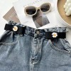 허리조절 벨트 플라워 밴딩 똑딱이 3color [블루] Adjustable Waist Belt