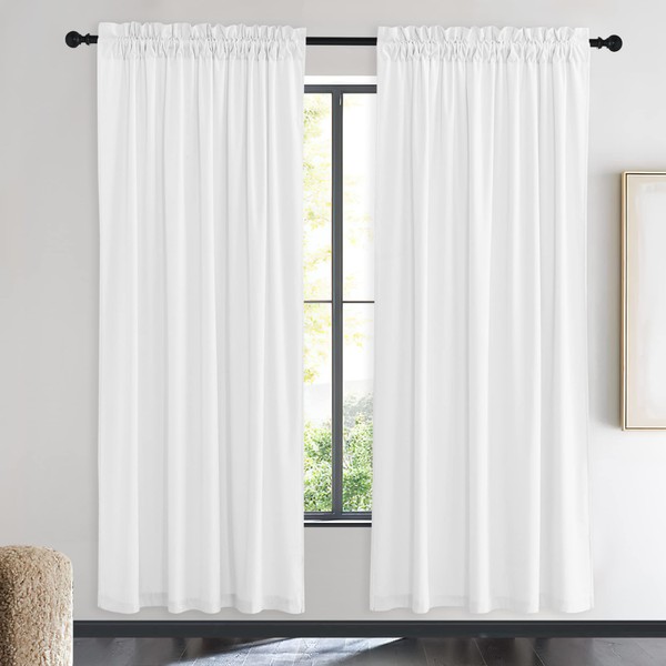 NICETOWN White Velvet Curtains 72 inches for Bedroom, Sound Reducing Heavy-Duty Solid Rod Pocket Light Blocking Drapes/Panels for Living Room (2 Panels, 52 inches Wide Each Panel)