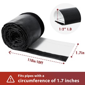 Amerbro Wire Heat Shield for Hose Lines & Electrical Wiring, Heat Shield Wrap Automotive for Exhaust and High-Temperature Pipes with 20 Pcs Stainless Steel Ties, 1/2" I.D.x 10FT, Black