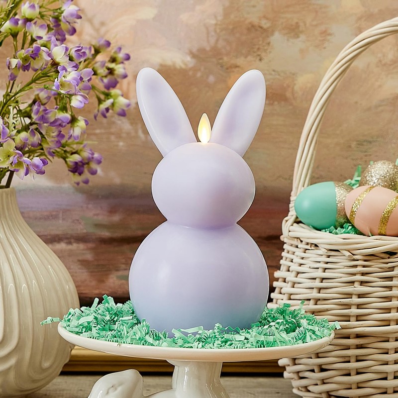 Luminara Easter Bunny Candle- Gentle Lavender 4.8" x 8"- Flameless