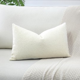 Artscope Pack of 1 Textured Boucle Cushion Covers Lumbar Pillow Cases Cozy Soft Decorative Couch Pillow Covers for Chair Sofa Bedroom Living Room Home Decor 30x50cm, Cream Beige