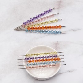 INSPIRELLE 2400 Pieces 6mm Bicone Beads 30 Colors Faceted Acrylic Beads Plastic Spacers Beads for Jewelry Making and Crafting