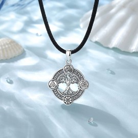 AEONSLOVE Viking Tree of Life Necklace for Men and Women, 925 Sterling Silver Rune Necklace, Yggdrasil, Valknut Vegvisir, Wolf and Raven, Dragon Pendant, Nordic Mythology Amulet Odin Jewellery,