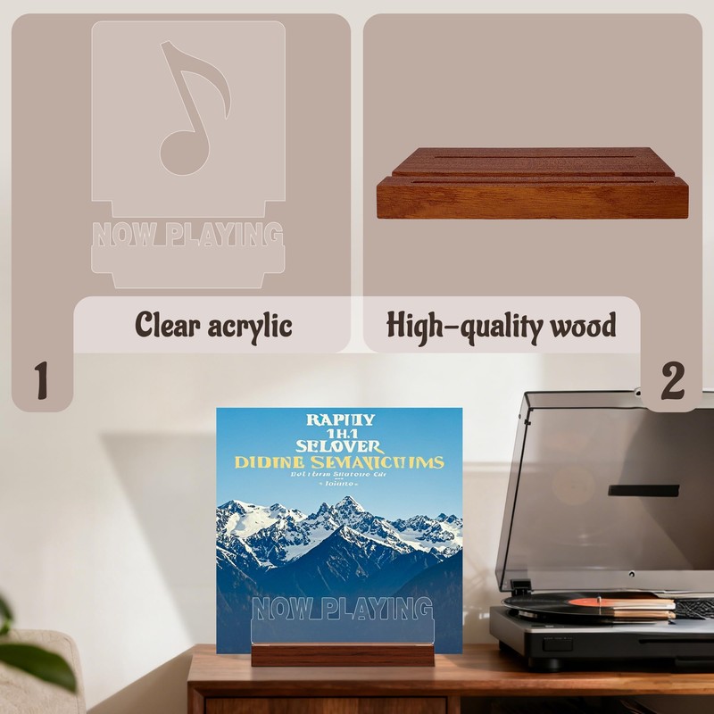 YuanDian Now Playing Record Stand Record Display Wooden Acrylic LED