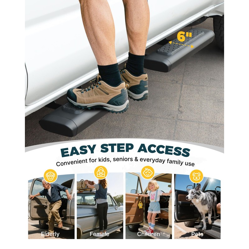 Trumgeta 2PCS EZ Side Steps Fit for 2007-2018 Jeep Wrangler