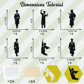 24Pcs Congrats Grad Cupcake Topper, Graduation Silhouette Party Decoration, Class of 2025 We Will Miss You, 2025 Graduation Party Decoration, Congratulations You Did It Supplies Black Glitter