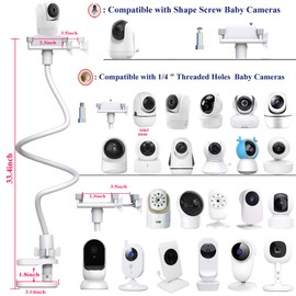 EYSAFT Baby Monitor Mount Baby Kamera Holder Compatible with Infant Optics DXR-8 Pro,Nanit N322NW, ANMEATE SM935E,Vava,Vtech,Hellobaby,Motorola,Eufy and Other Most Cameras with base & 1/4 Screw Mount