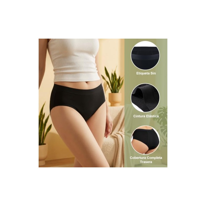 Calzones Menstruales Mujer, Flujo Abundante 60 ml, Pack de 3(L)