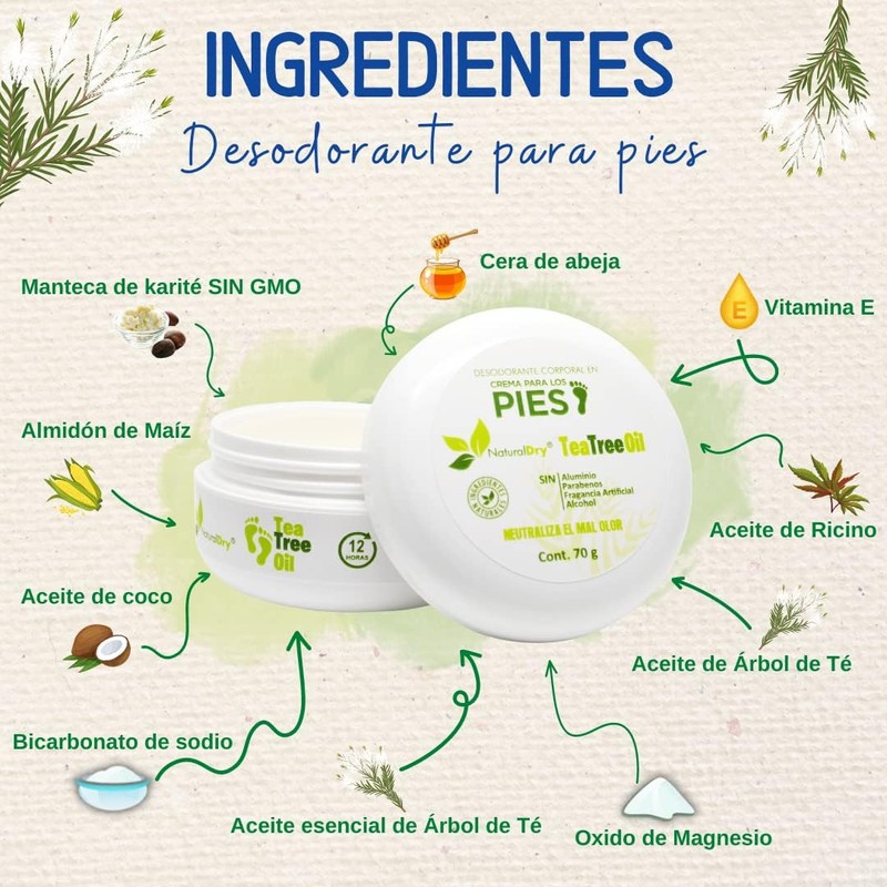 NaturalDry - Desodorante de Pies con crema de pies