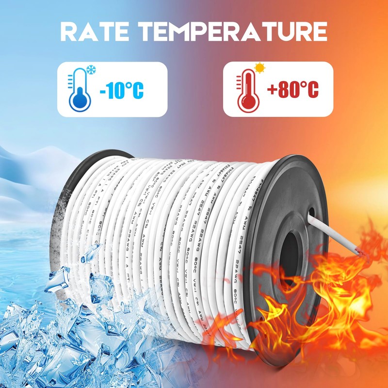 22/4 Shielded Wire 50FT CL3P Jacket Pure Copper Wire, Spool