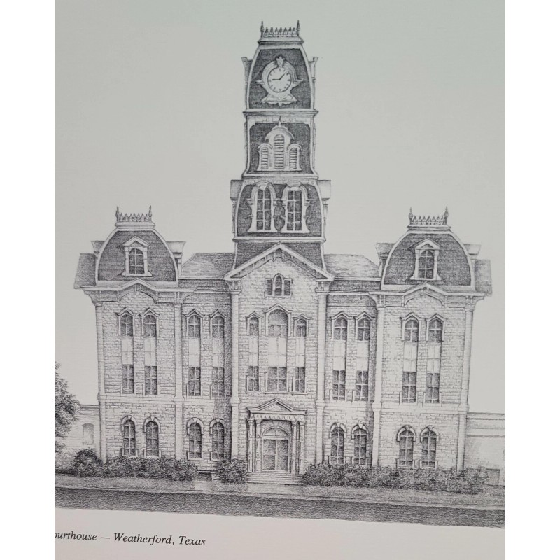 11x14 Print "Parker County Courthouse-Wea