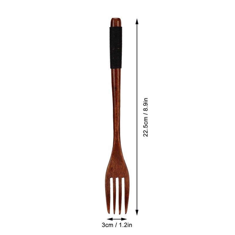 Haowecib Wooden Forks, Set of 1, 22.5cm, Natural Wood