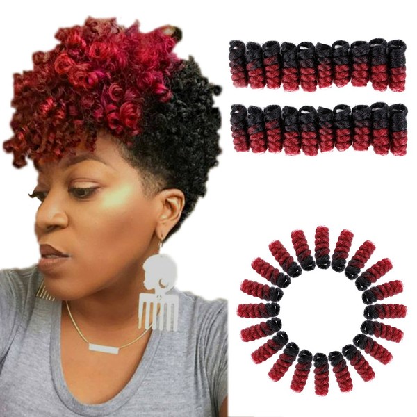PHOCAS HairPhocas 5 Packs Synthetic Saniya Curly Crochet Hair 10 inch 20roots/pack for Crochet Braids Hair(Black to Red)