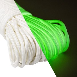 Abma Cord Paracord Glow in the Dark 0.16 inch (4 mm) 9 Cores, Luminous Tent Rope, Guy Rope, Load Capacity 550.1 lbs (250 kg), For Outdoor Activities, Camping, Accessory Making (30m)