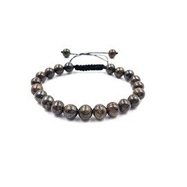 SHNAYA JEWELS AAA BRONZITE Natural Healing Power Gemstone Crystal Beads Unisex Adjustable Macrame Bracelets 8mm