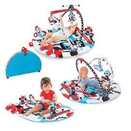 Yookidoo Baby Gym and Play Mat - 3 Stage Accessory Gym with Motorized Robot Track - 20 Development Activities - Age 0-12 Months