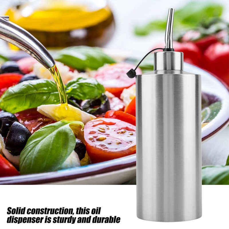 550mL Stainless Steel Oil Bottle Vinegar Sauce Dispenser Container Home