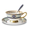 YBK Tech Euro Style Cup& Saucer Set, Bone China Ceramic Teacup Coffee Cup for Breakfast Home Kitchen (Royal Patterns (Sky Blue))