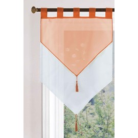 Gardinenbox Panneaux 2023710 Net Curtain H x W 90 x 60 cm Terracotta "Gera" Double Layer Voile Loops Panel Hanger