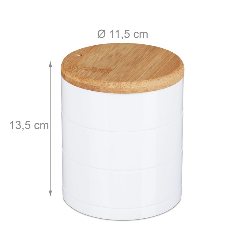 Relaxdays Makeup Organizer Round 3 Rotating Layers Cosmetic Jewelry Bamboo
