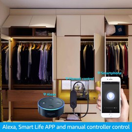 TORCHSTAR LED Safe Lighting Kit, Compatible with Alexa, App Control, Dimmable Light Bars, Linkable Under Cabinet Lights, 3000K Warm White, UL Power Adapter for Showcase, Shelf, 4Pcs