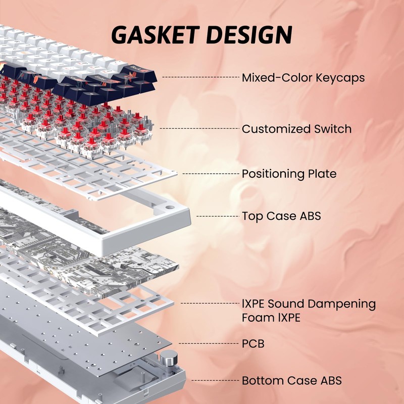 RisoPhy PC425 Wireless Gaming Keyboard, Gasket Mount, RGB Backlight, Volume