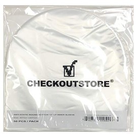 CheckOutStore (100) Anti Static Round Bottom for 12" Vinyl 33 RPM Records (Semi-Transparent)